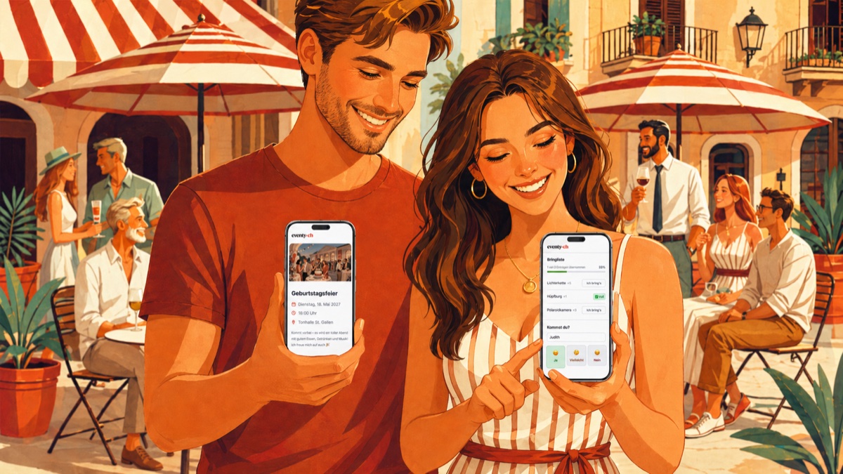 eventy.ch – zwei Personen teilen eine Einladung